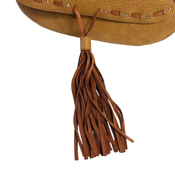 Madden Brown Saddle Bag Flap Fringe Tassel Wide Hippie Strap Aztec VTG Inspired - Picture 12 of 16